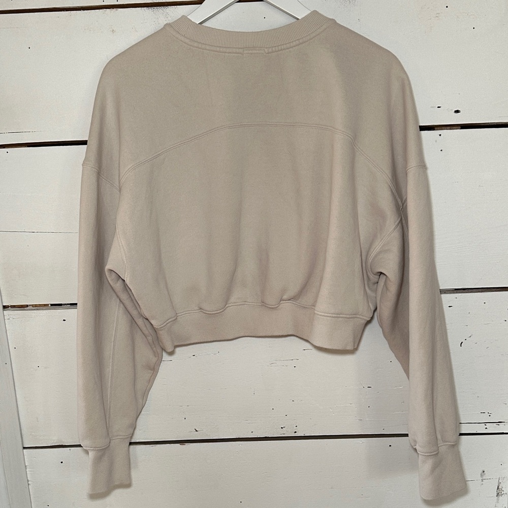 Offline by Aerie Beige Cloud Fleece Cropped Crewneck Sweatshirt - Picture 6 of 9